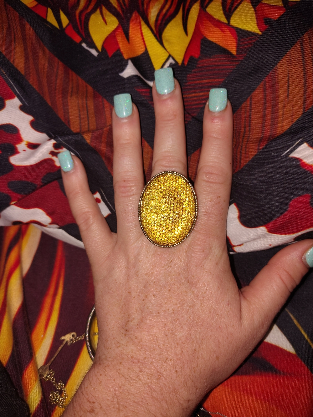 Gold Crystal Oval Statement Ring - Women Jewelry